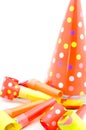 Colorful party hats and party whistles