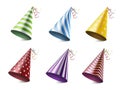 Colorful party hats realistic vector illustrations set Royalty Free Stock Photo