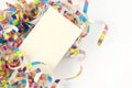 Colorful Party Ribbons with Blank Gift Tag Royalty Free Stock Photo