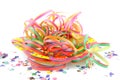 Colorful party streamers and confetti Royalty Free Stock Photo
