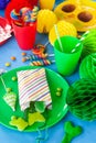 Colorful party table setting Royalty Free Stock Photo