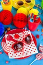 Colorful party table setting Royalty Free Stock Photo