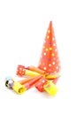 Colorful partyhats and party whistles Royalty Free Stock Photo