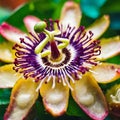 Colorful passion fruit flower isolated on white background. Royalty Free Stock Photo