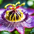 Colorful passion fruit flower isolated on white background. Royalty Free Stock Photo