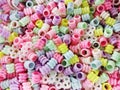 Colorful pasta shape plastic beads for sale in the accessories shop.