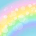 Colorful pastel background with rainbow and bokeh