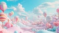 Colorful pastel candy landscape as fantasy . Ai Generative