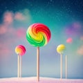 Colorful pastel candy winter landscape as fantasy background