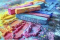 colorful pastel chalks with the word \