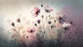 Colorful pastel colored watercolor painting style abstract meadow flowers illustration Royalty Free Stock Photo