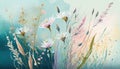 Colorful pastel colored watercolor painting style abstract meadow flowers illustration Royalty Free Stock Photo