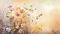 Colorful pastel colored watercolor painting style abstract meadow flowers illustration Royalty Free Stock Photo