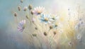 Colorful pastel colored watercolor painting style abstract meadow flowers illustration Royalty Free Stock Photo