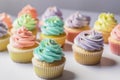 colorful and pastel cupcakes for springtime or baby shower