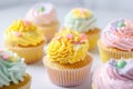 colorful and pastel cupcakes for springtime or baby shower