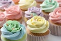 colorful and pastel cupcakes for springtime or baby shower