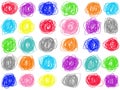 Colorful pastel doodle circle drawing isolate on white background. Color crayon illustration. Royalty Free Stock Photo