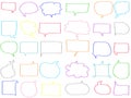 Colorful pastel doodle empty speech bubble drawing isolate on white background. Color crayon illustration.