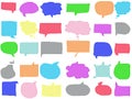 Colorful pastel doodle empty speech bubble drawing isolate on white background. Color crayon illustration. Royalty Free Stock Photo