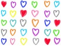 Colorful pastel doodle heart shape drawing isolate on white background. Royalty Free Stock Photo