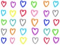 Colorful pastel doodle heart shape drawing isolate on white background. Royalty Free Stock Photo