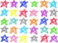 Colorful pastel doodle star line drawing isolate on white background. Color crayon illustration. Royalty Free Stock Photo