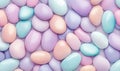 Colorful pastel eggs in various shapes and sizes, perfect for Easter celebrations and spring-themed decorations Royalty Free Stock Photo