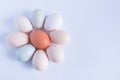 Colorful pastel eggs on a white background. Concept - Easter, h