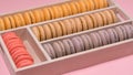 Colorful macarons in the box