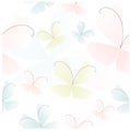 Colorful pastel seamless butterfly background. Repeat vector abstract background. Flat vector illustration, simple cartoon design Royalty Free Stock Photo