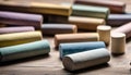 Colorful Pastel Sticks on Wooden Surface Royalty Free Stock Photo