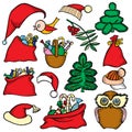 Colorful patch badges of different Merry Christmas