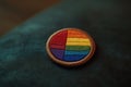 Rainbow patch on couch Royalty Free Stock Photo