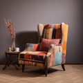 Colorful Patchwork Fabric Chair: Vintage Cinematic Style With A Playful Atmosphere