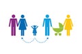 Colorful patchwork family concept pictogram