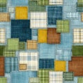 Colorful patchwork geometric pattern with stitched edges Royalty Free Stock Photo