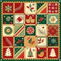 Festive christmas quilt pattern with traditional holiday motifs and colors Royalty Free Stock Photo