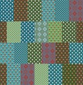 Colorful Patchwork Seamless Pattern with Geometric, Floral, and Christmas Tree Motifs Royalty Free Stock Photo