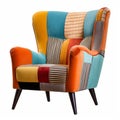 Colorful Patchwork Upholstered Chair: Retro Chic With A Modern Twist Royalty Free Stock Photo