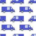Colorful pattern of blue delivery vans featuring postal design on a white background Royalty Free Stock Photo
