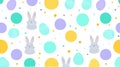 Colorful Pattern Features Easter Eggs and Rabbits on a Bright White Background for Festive Decor Royalty Free Stock Photo