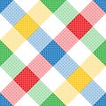 Colorful pattern for spring summer picnic blanket, tablecloth, oilcloth. Seamless abstract vector geometric asymmetric tartan. Royalty Free Stock Photo