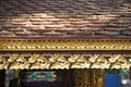 The colorful pattern of tile that arrange to be roof on the old temple Royalty Free Stock Photo