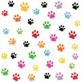 Colorful paw prints pattern