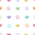 Colorful Paw Prints With Sweet Heart Candy