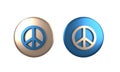 Colorful Peace icon isolated on white background. Hippie symbol of peace. Circle button. 3D render illustration