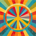 A colorful peace sign on a brightly colored background. Generative AI image.