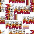 Colorful Peace typo design in repeat in vector seamless pattern design for fashion,T-shirt,slogan ,signage,wallpaper,paper on
