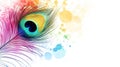 Colorful Peacock Feather Watercolor Background Design Royalty Free Stock Photo